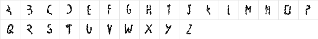 New Regular  glyph index