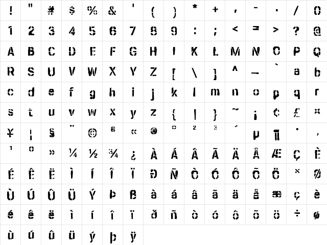 Ceroxa Regular  glyph index