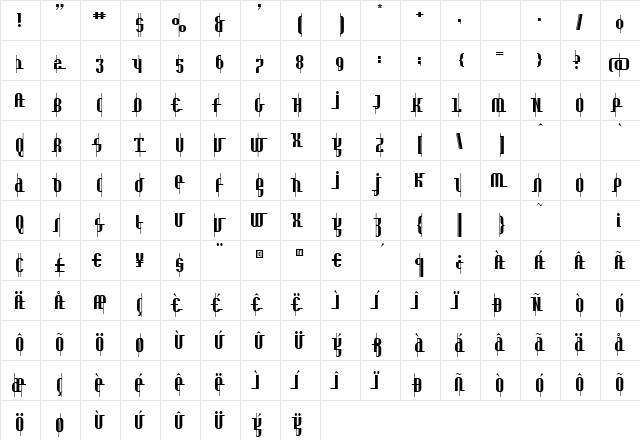 Leni Regular  glyph index