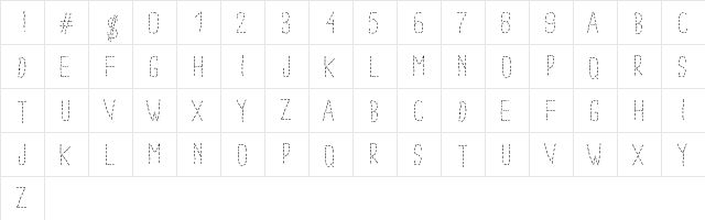 PWDottedFont Medium  glyph index