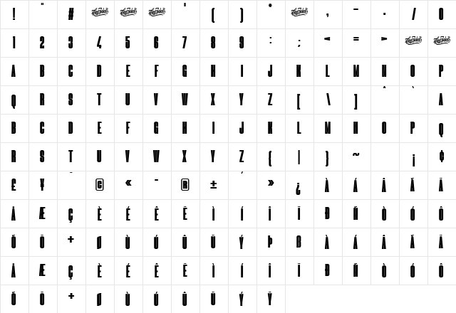 Blackheat Regular  glyph index