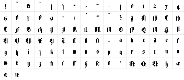 Texture Regular  glyph index