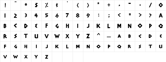 Adonais Regular  glyph index