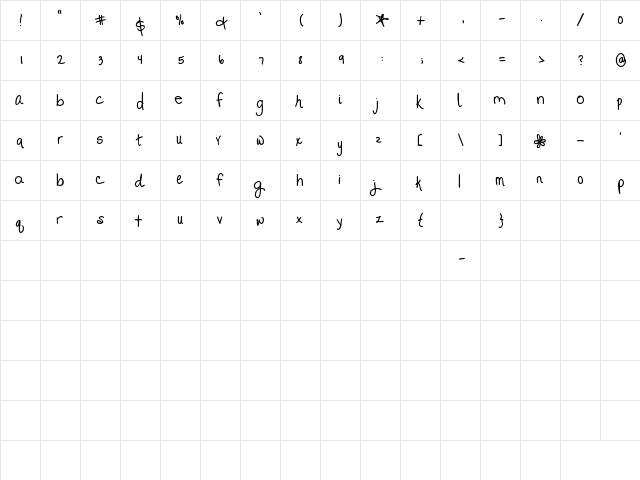 Promised Freedom Regular  glyph index