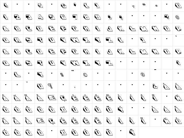 GE Wedgie Regular  glyph index