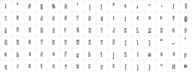 Hack & Slash (BRK) Regular  glyph index