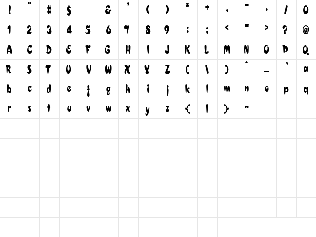 Krueger 4 Regular  glyph index