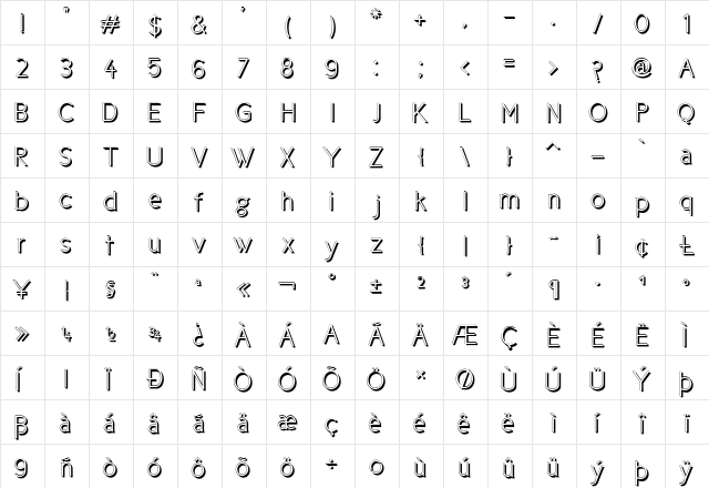 Cicle Shadow  glyph index