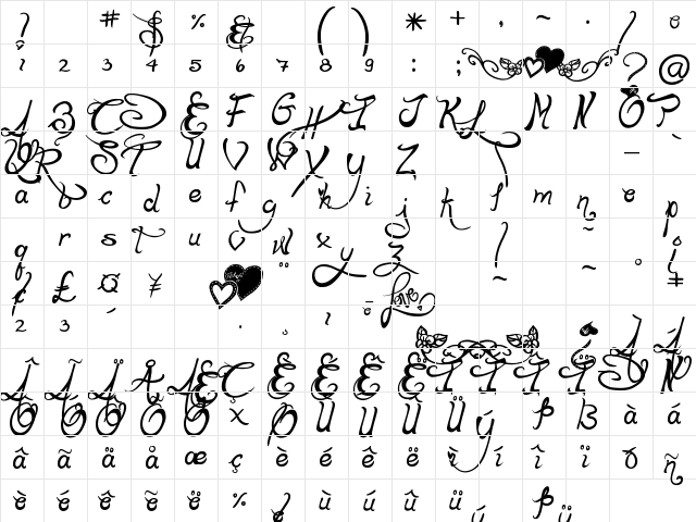 LaPointe's Road Regular  glyph index
