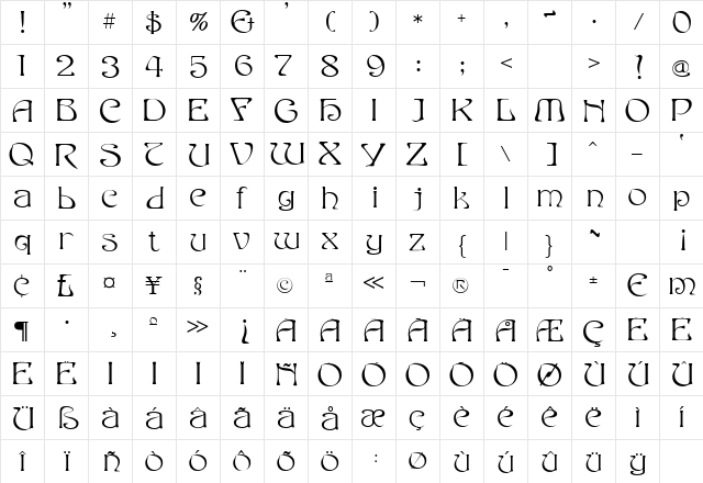 Edda Filled  glyph index