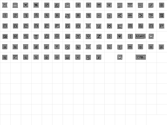 D3 Labyrinthism Regular  glyph index