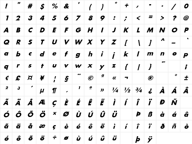 Heartbreaker 3 Regular  glyph index