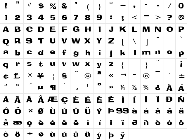 Blox Regular  glyph index