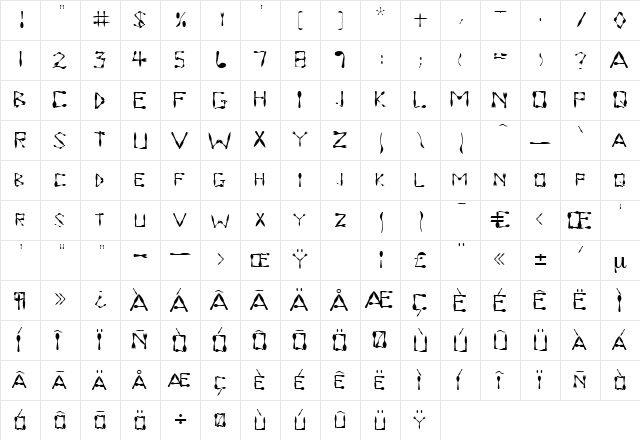 Woodstock Regular  glyph index