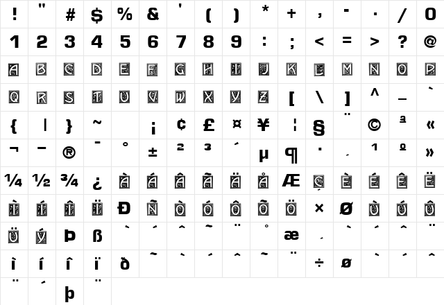 Carnegie Regular  glyph index