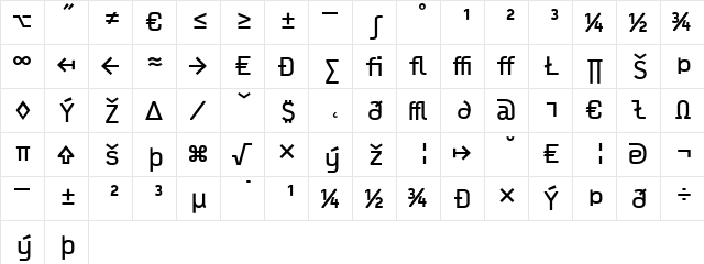 Typestar Regular  glyph index