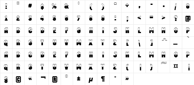 a_MachinaOrtoB&W Regular  glyph index