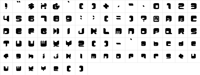 Comicker Regular  glyph index