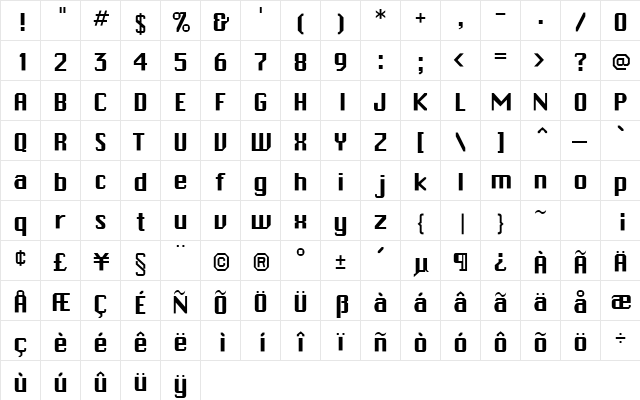 RSChiTown Medium  glyph index