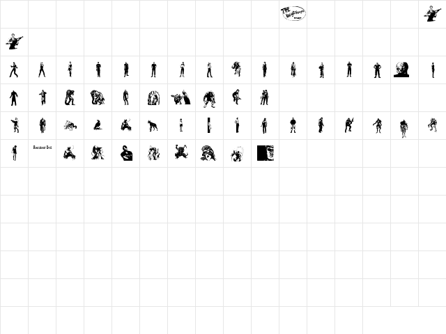 resident evil characters Regular  glyph index