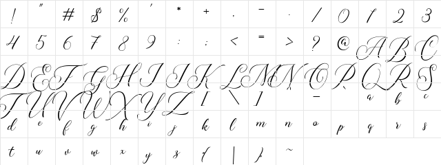 Roseville DEMO Regular  glyph index