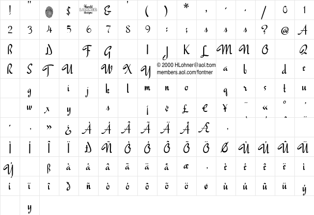 Famous Label Trial  glyph index
