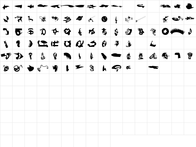 FellaParts Regular  glyph index
