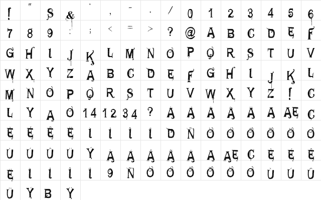 VTKS GENERAL USE Regular  glyph index