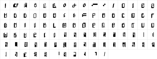 Metal Regular  glyph index
