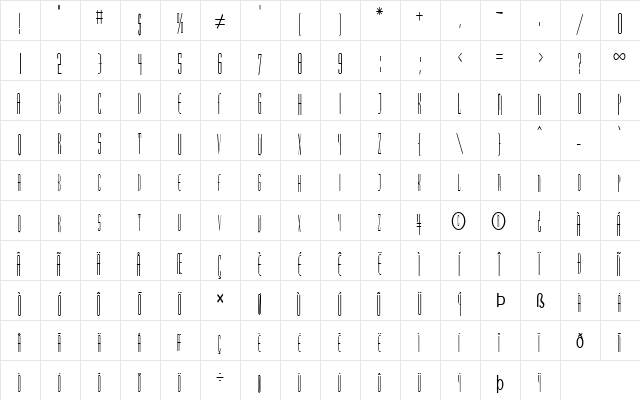 FZ BASIC 38 COND Normal  glyph index