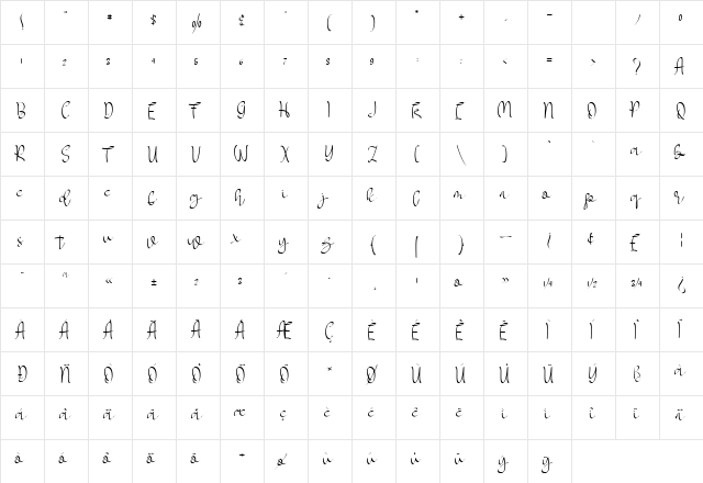 MY LOVE elegant Regular  glyph index