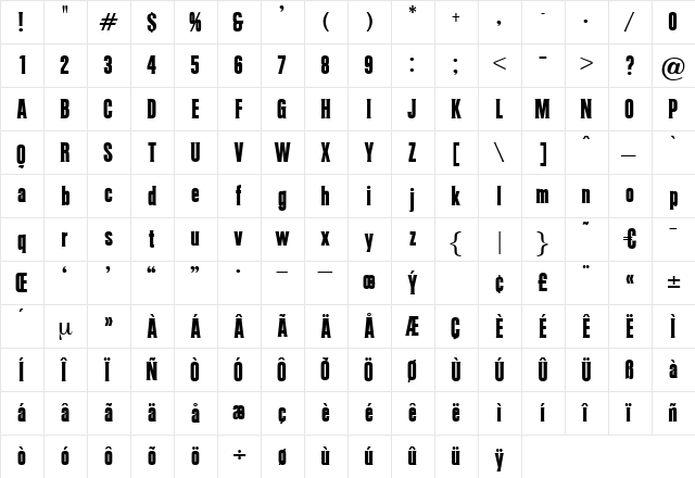 JuliusRegular Regular  glyph index