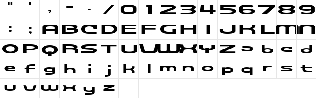 Cosmosbold Regular  glyph index