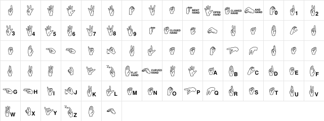 MiniPics ASL  glyph index