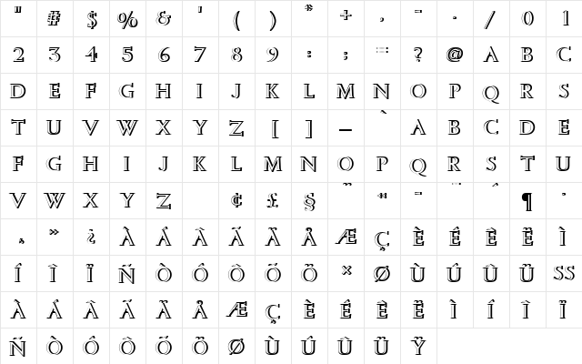 ColumnaSolDRe1 Regular  glyph index