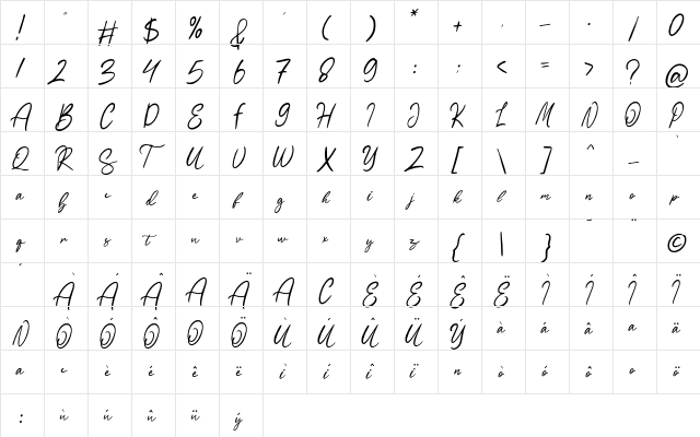 Sartadi Regular  glyph index