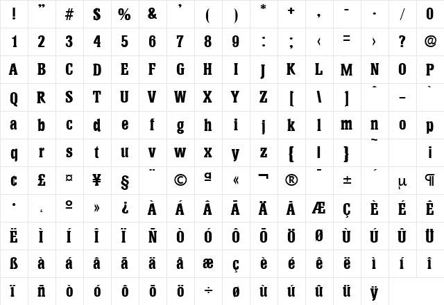Helium-Serial-ExtraBold Regular  glyph index