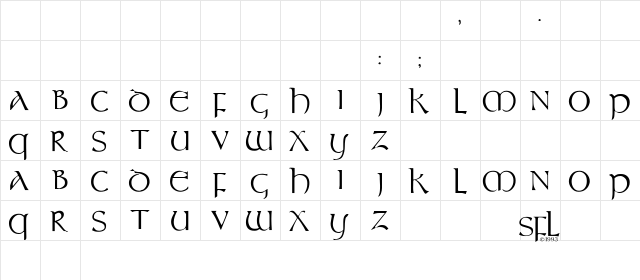 Durrow Regular  glyph index