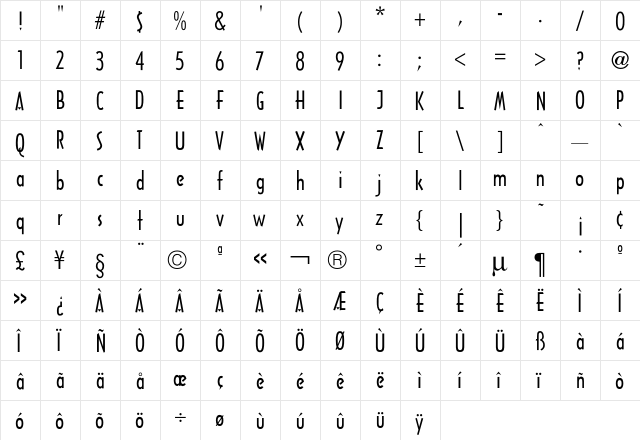 Arquitectura Regular  glyph index