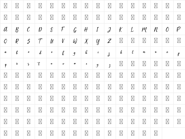 Artopyl Demo Regular  glyph index