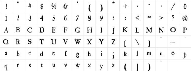 Cheap Fire Regular  glyph index