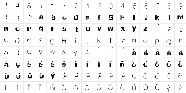 InternationalDisgrace Regular  glyph index