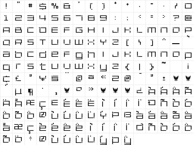 Unfinished Regular  glyph index