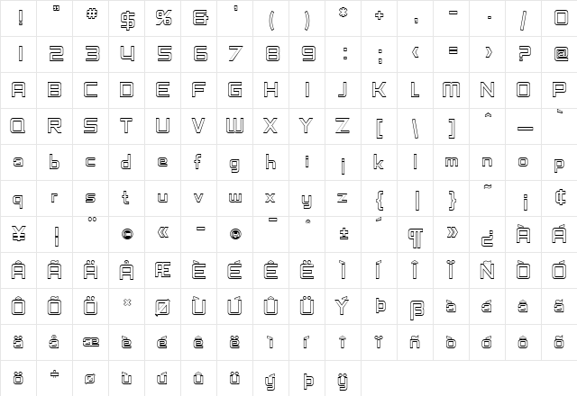 SF Chaerilidae Outline Regular  glyph index