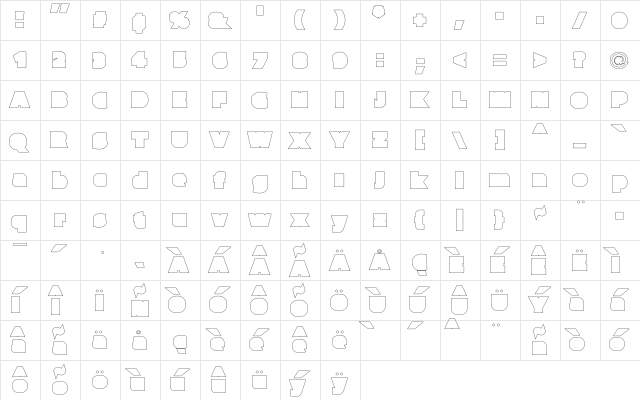 Parafuse Ultra Black Outline UltraBlackOutline  glyph index