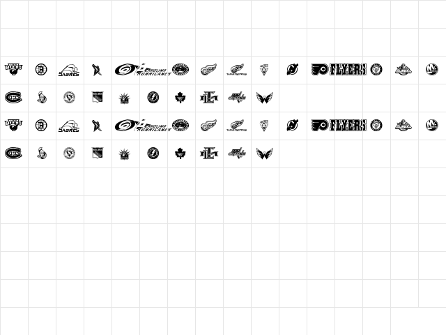 NHL EAST Regular  glyph index