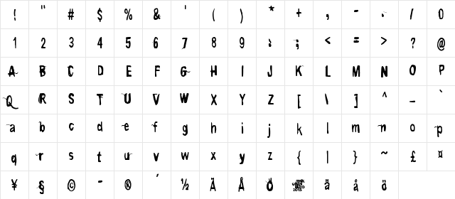 Contrite in spirit Regular  glyph index