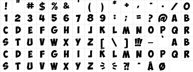 ObelixPro Regular  glyph index