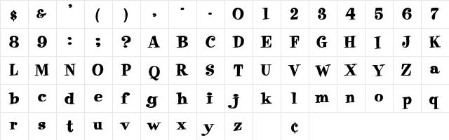 EppingerSSK Bold  glyph index
