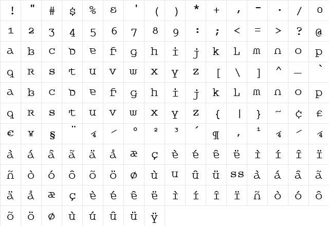 Queer Theory Regular  glyph index